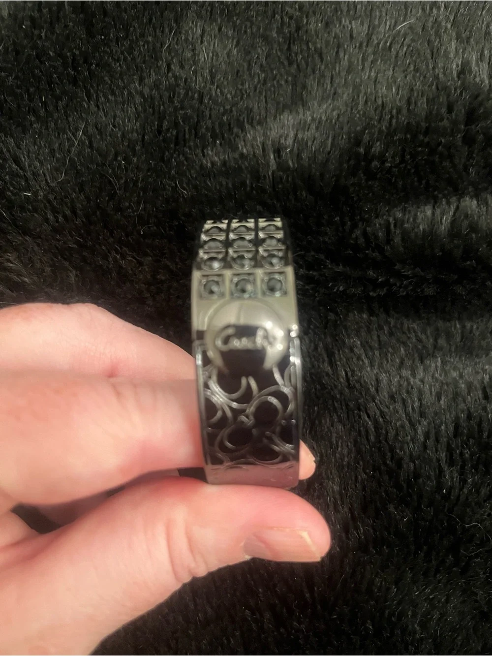 Coach Gunmetal Signature Cuff Bracelet Band